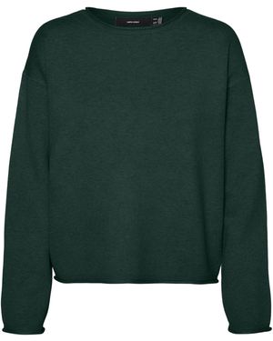 Vero Moda Neck Vmsaba Roll LS Ga Noos-Pullover con Scollo Rotondo - Verde