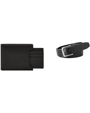 Fossil Derrick Schwarzes Leder Portemonnaie und Joe Gürtel