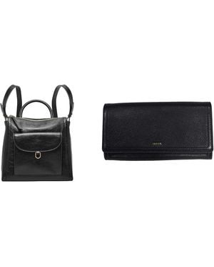 Fossil Parker Sac en cuir noir et portefeuille Logan