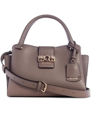 Guess Handtas Schoudertas Jane Satchel Dark Taupe - Grijs