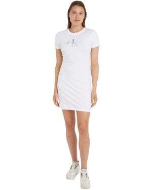 Calvin Klein T-shirt Dress Monologo Short-sleeve - Black