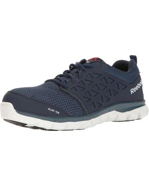 Reebok Work Rb4043 Sublite Cushion Work Safety Extra Wide Alloy Toe Lightweight And Flexible Athletic Work Shoe Navy - Blue