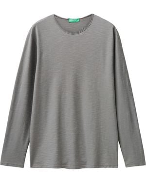 Benetton 3je1j19a9 M/l T-shirt - Grey