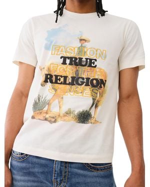 True Religion T-Shirt mit Waterbase Embro Cowboy - Weiß