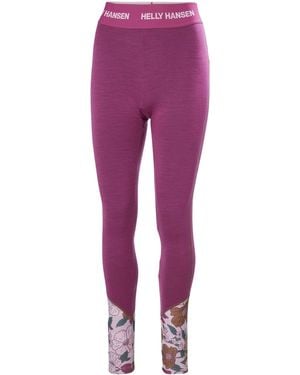 Helly Hansen 's Lifa Merino Midweight Graphic Base Layer Trousers - Purple