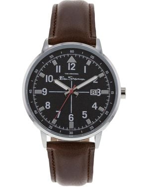 Ben Sherman Bs090br Brown Pu Strap Watch With Black Dial