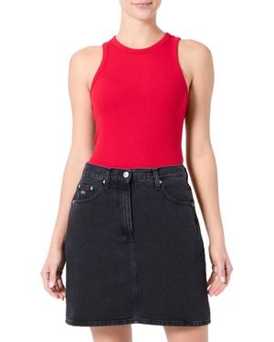 Tommy Hilfiger MOM Skirt BI8080 DW0DW21275 Gerader Rock - Rot