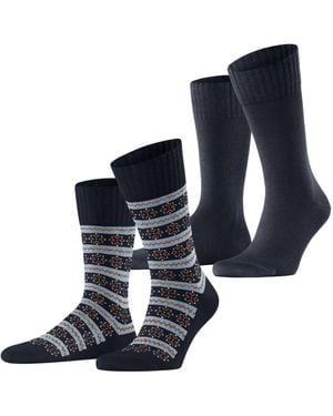 Esprit Scandi 2-pack M So Cotton Wool Patterned 2 Pairs Socks - Blue