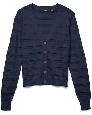 Vero Moda Vmhappyshine Stripe Ls V-Neck Cardigan - Blau