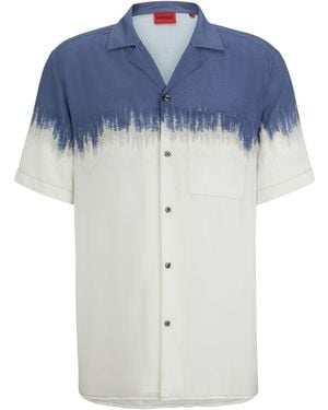 HUGO S Ellino Relaxed-fit Shirt With Abstract Print - Blue