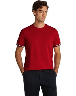 Tommy Hilfiger Global Stripe Cuff Tee Mw0Mw38630 S/S T-Shirt - Rot
