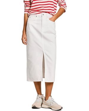 Pepe Jeans Midi Skirt HW Falda - Blanco