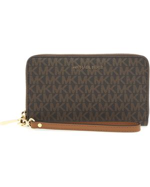 Michael Kors Jet Set Large Flat Multi Function Phone Case Brown One Size