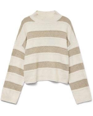 Vero Moda Vminez Ls Highneck Short Pullover Boo - Weiß