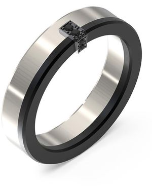Guess Men's Ring From The Eclipse Noir Collection. Ring Made Of Steel And Silver. - Black