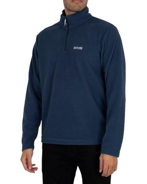Regatta Hombre Thompson media cremallera forro polar ligero secado rápido Winter Layer top - Azul