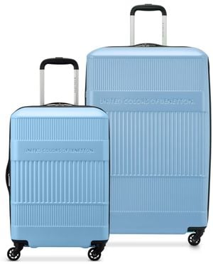 Benetton Geripptes Hartschalengepäck mit Spinnrädern - Blau