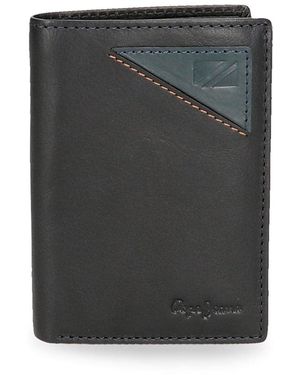 Pepe Jeans Striking Portafoglio verticale con chiusura a click blu 8,5 x 10,5 x 1 cm pelle - Grigio