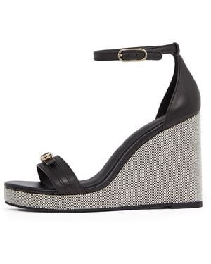 Tommy Hilfiger Espadrille Wig Sandaal Leer Fw0fw08622 - Zwart