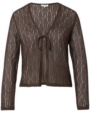 S.oliver Luftiger Cardigan aus Leinenmix mit Ajourmuster Mokka 48 - Braun
