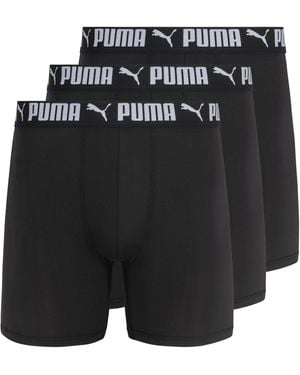 PUMA 3 Pack Athletic Fit Boxer Briefs - Black