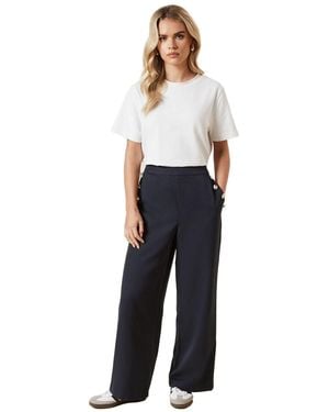 Dorothy Perkins Petite Button Tailored Wide Leg Trouser - Blue