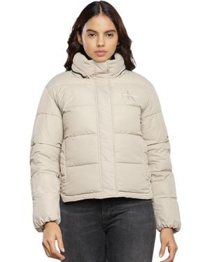 Calvin Klein Winter Jacket Monologo Short Puffer - Natural
