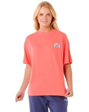 Rip Curl Luxe Surf Heritage Short Sleeve T-Shirt XS - Rosa