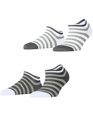 Esprit Korte Sokken Bold Stripes Multipack W Sn Katoen Kort Gedessineerd 2 Paar - Wit
