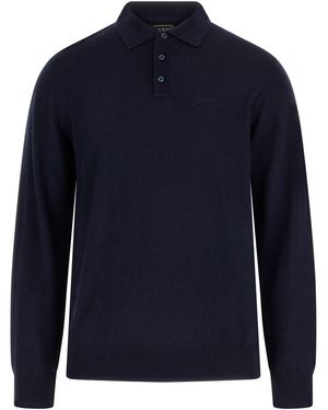 Guess Long Sleeve Wool Carter Sweater Polo - Blu