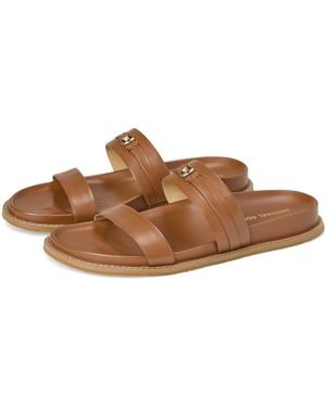Michael Kors Mandy Flat Sandal Sandals, Leather in Black | Lyst UK