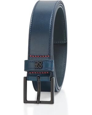 HUGO Stacked Logo Square Buckle Belt - Blue