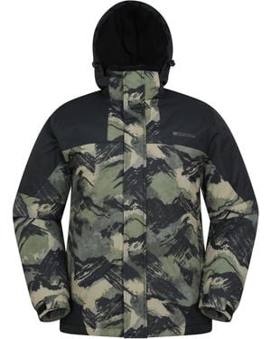 Mountain Warehouse Shadow Mens Printed Ski Jacket - Snowproof, Extra Warmth, Fleece Lined, Adjustable Hem, Cuff & Hood - Ideal - Black