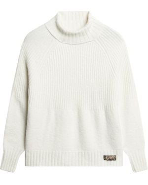 Superdry Essential Rib Knit Jumper Sports Hoodie - White