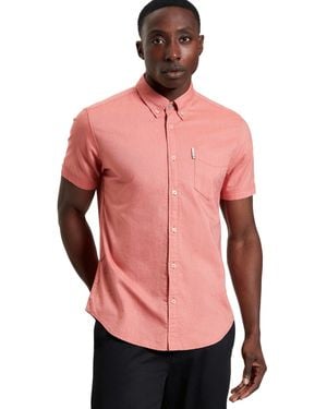 Ben Sherman Signature Oxford Short Sleeve Shirt For In Cerise - Pink