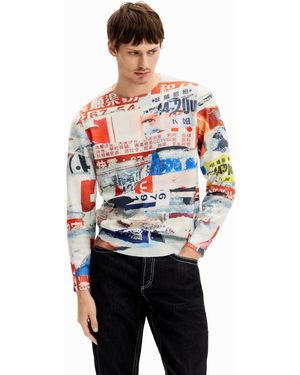 Desigual Flat Knit Thin Gauge Pullover Sweatshirt - Rot