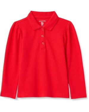 Amazon Essentials Polo de Uniforme de ga Larga de Piqué Niña - Rojo