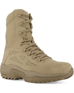 Reebok Mens Rapid Response Rb Safety Toe 8" Stealth With Side Zipper Military & Tactical Boot - Natural