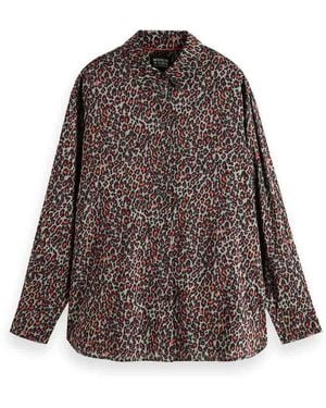 Scotch & Soda Oversized Shirt With Print Blouse - Brown