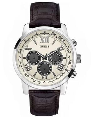 Guess Analoog Kwartshorloge Voor Met Lederen Armband W0380g1 - Zwart