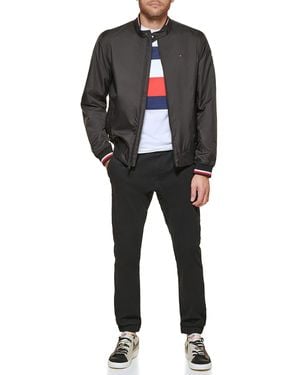Tommy Hilfiger Lightweight Varsity Rib Knit Bomber Jacket - Black