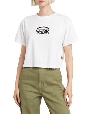 G-Star Cropped Logo Relaxed Rt - Wit