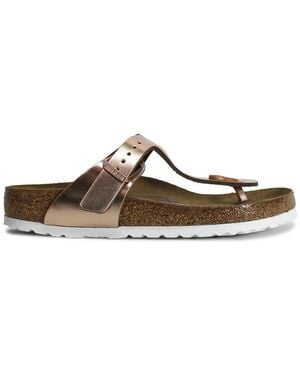 Birkenstock S Gizeh Metallic Copper Leather Sandals 40 Eu - Brown