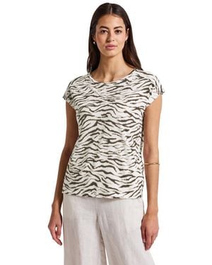 Street One A323572 Print-Shirt mit Deko-Tape - Weiß