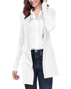 HIKARO Cardigan léger à ches Longues pour - Blanc