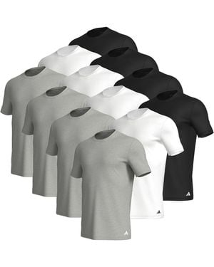 adidas Lot de 12 t-shirts à col rond en coton pour homme - Gris