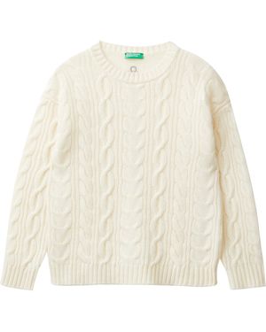 Benetton Maglia G/C M/L 1344C107G Maglione - Bianco