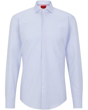 HUGO Slim-fit Shirt In Structured Cotton Poplin - White