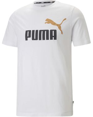 PUMA T-Shirt con Logo Bicolore Essentials Uomo 3XL Pristine White - Bianco
