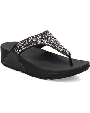 Fitflop Lulu Crystal-mix Toe-post Sandals Wedge - Black